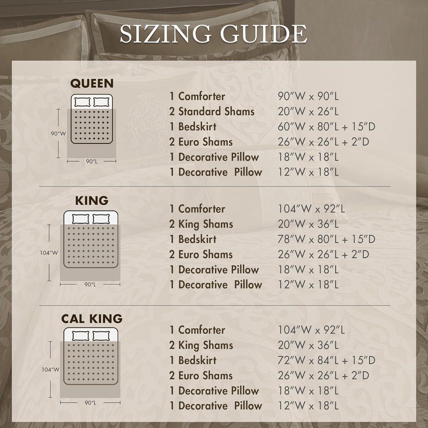 Dluxe Ave. ( KING ) 8 Pcs Cozy Comforter Set, Jacquard Damask Medallion Design for All Season (104 in x 92 in)/ Silver