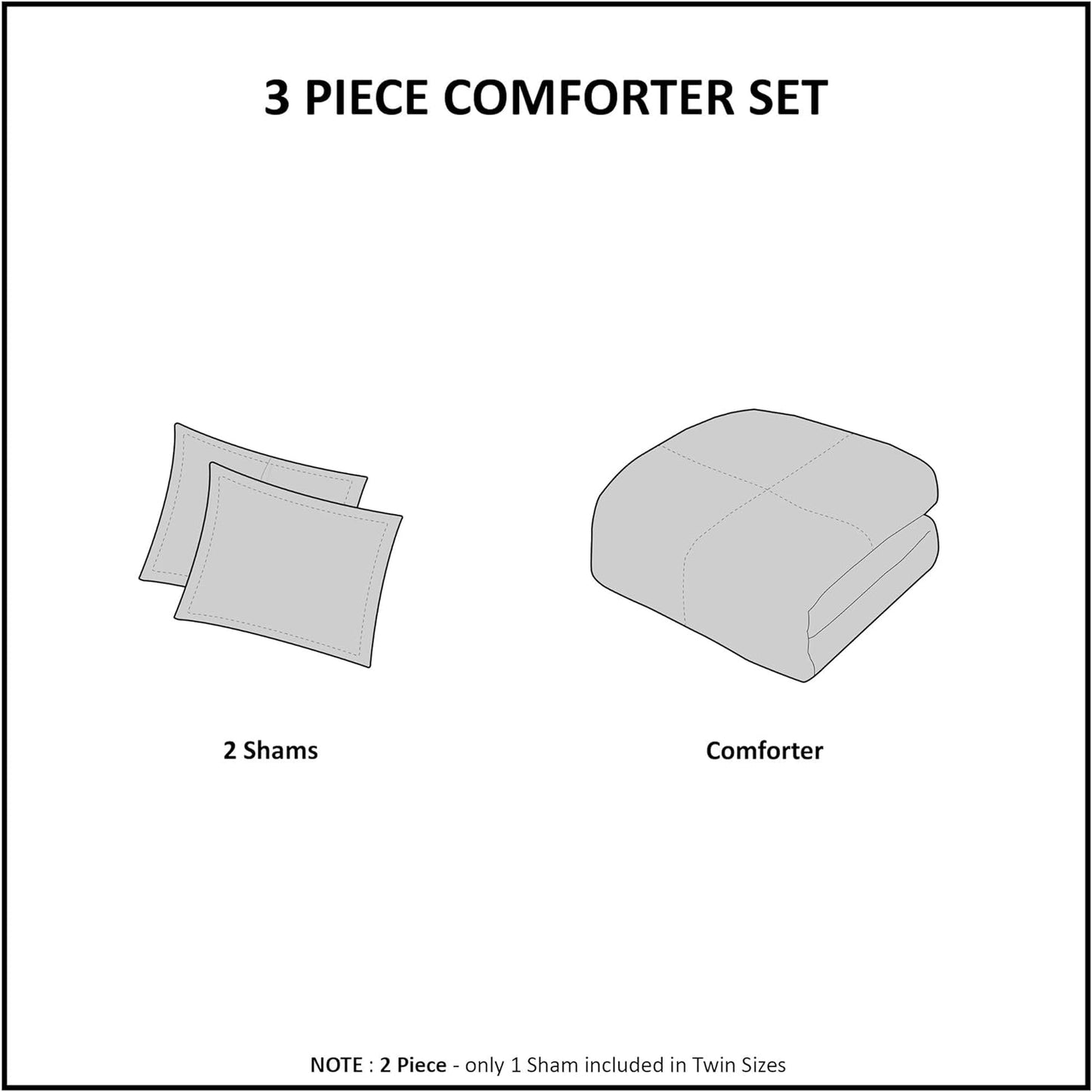 Dluxe Ave. ( CALI./ KING) 3 Pcs Comforter Bohemian Tufted Cotton Set/for All Season/ Grey (104"x92")