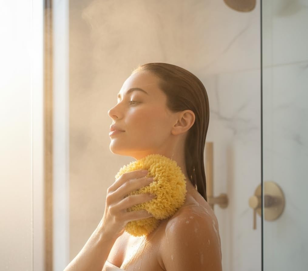 Dluxe Ave. Natural Yellow Sea Wool Sponge 6 Inches. Perfect for Bath Shower & Body Care
