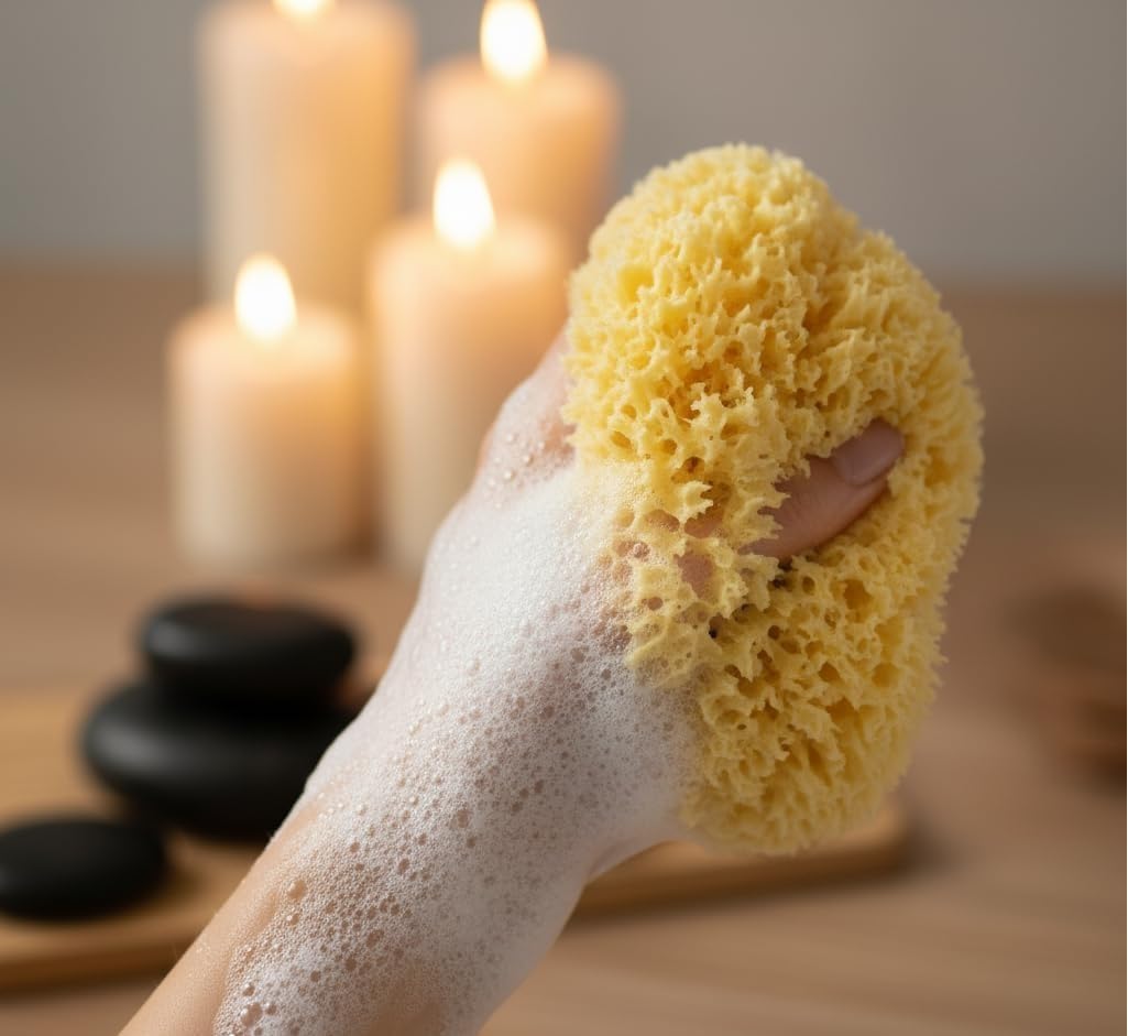 Dluxe Ave. Natural Yellow Sea Wool Sponge 6 Inches. Perfect for Bath Shower & Body Care