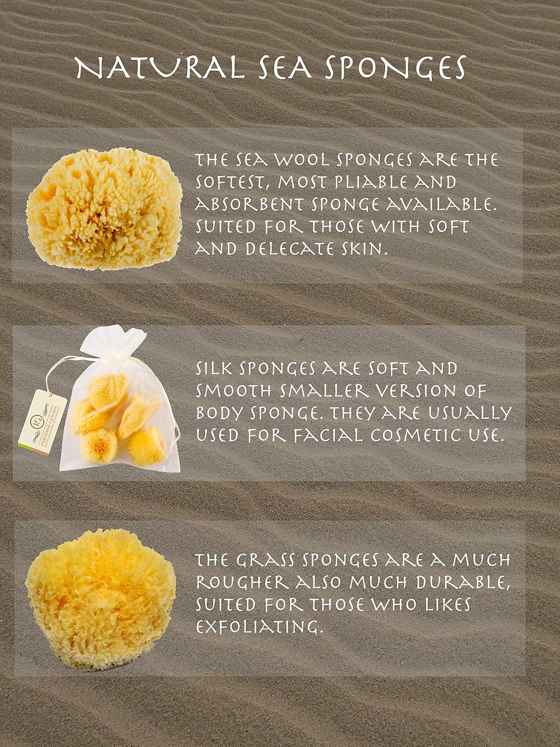 Dluxe Ave. Natural Yellow Sea Wool Sponge 6 Inches. Perfect for Bath Shower & Body Care