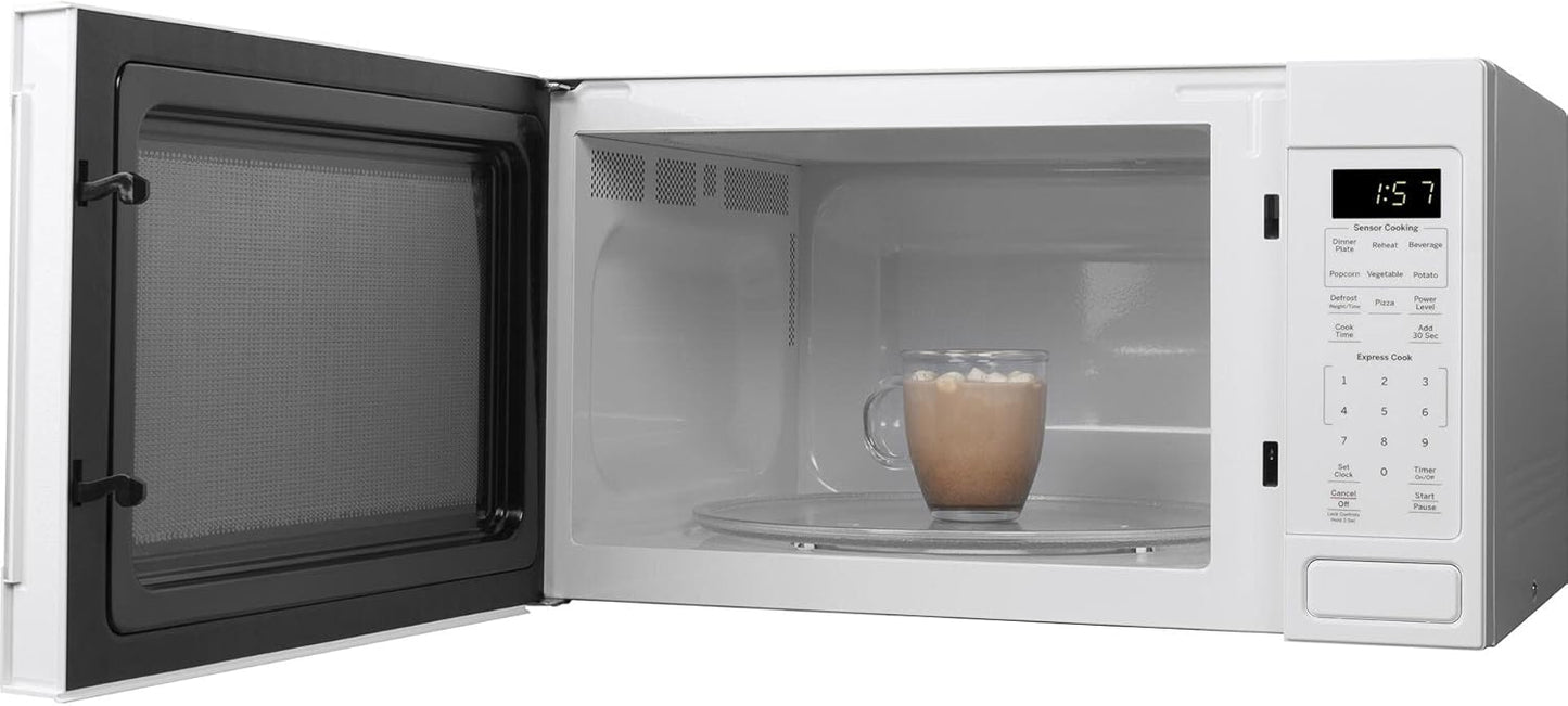 Dluxe Ave.Microwave Oven 1150-watt  8 Auto Cooking Settings, White OLD 1.6 Cu. Ft