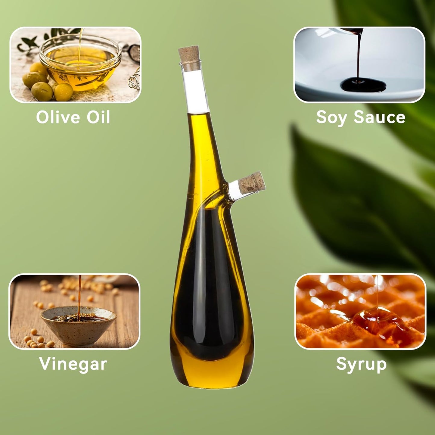 Dluxe Ave. Glass Olive Oil and Vinegar Dispenser Bottle (15 Ounces & 10 Ounces)