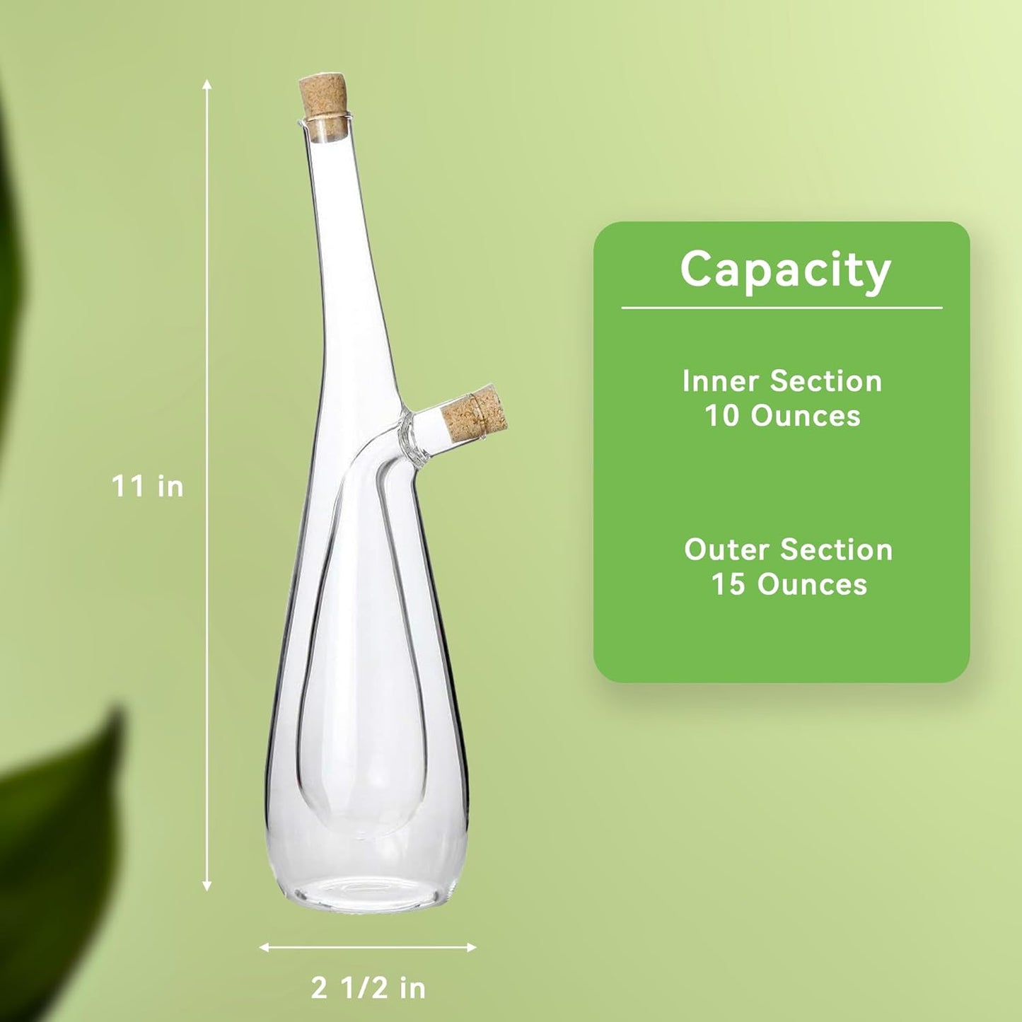 Dluxe Ave. Glass Olive Oil and Vinegar Dispenser Bottle (15 Ounces & 10 Ounces)