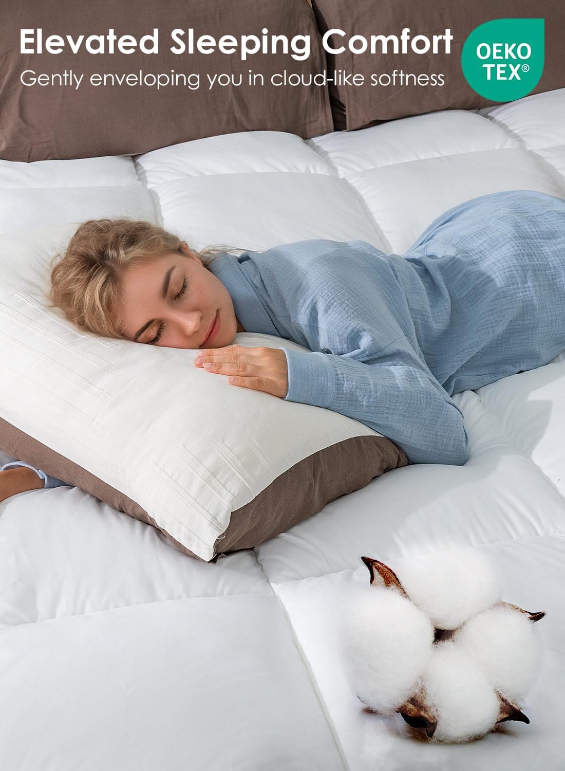 Dluxe Ave. (QUEEN ) Mattress Topper  Extra Soft Pillow, White