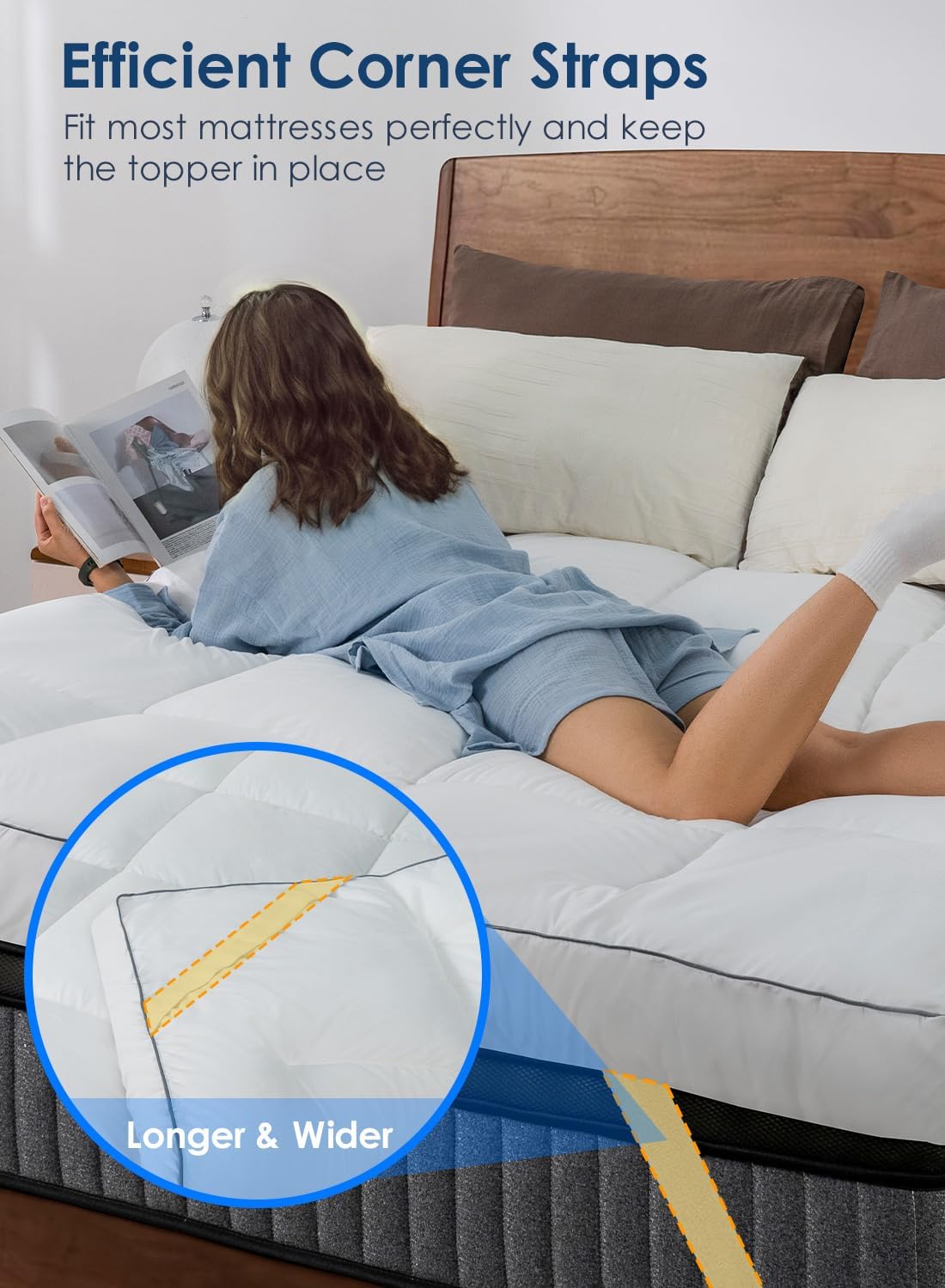 Dluxe Ave. (QUEEN ) Mattress Topper  Extra Soft Pillow, White