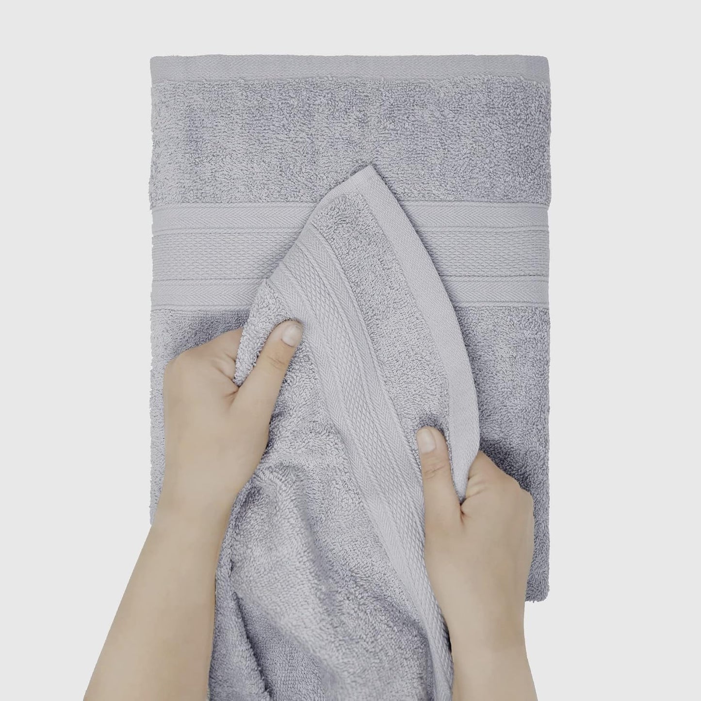 Dluxe Ave. TRIDENT Soft & Plush Luxury Towel Set 100% Cotton 2 Bath Towels 2 Hand Towels 2 Washcloths Highly Absorbent Towels for Bathroom 6 Pieces Silverish Grey Towel Sets