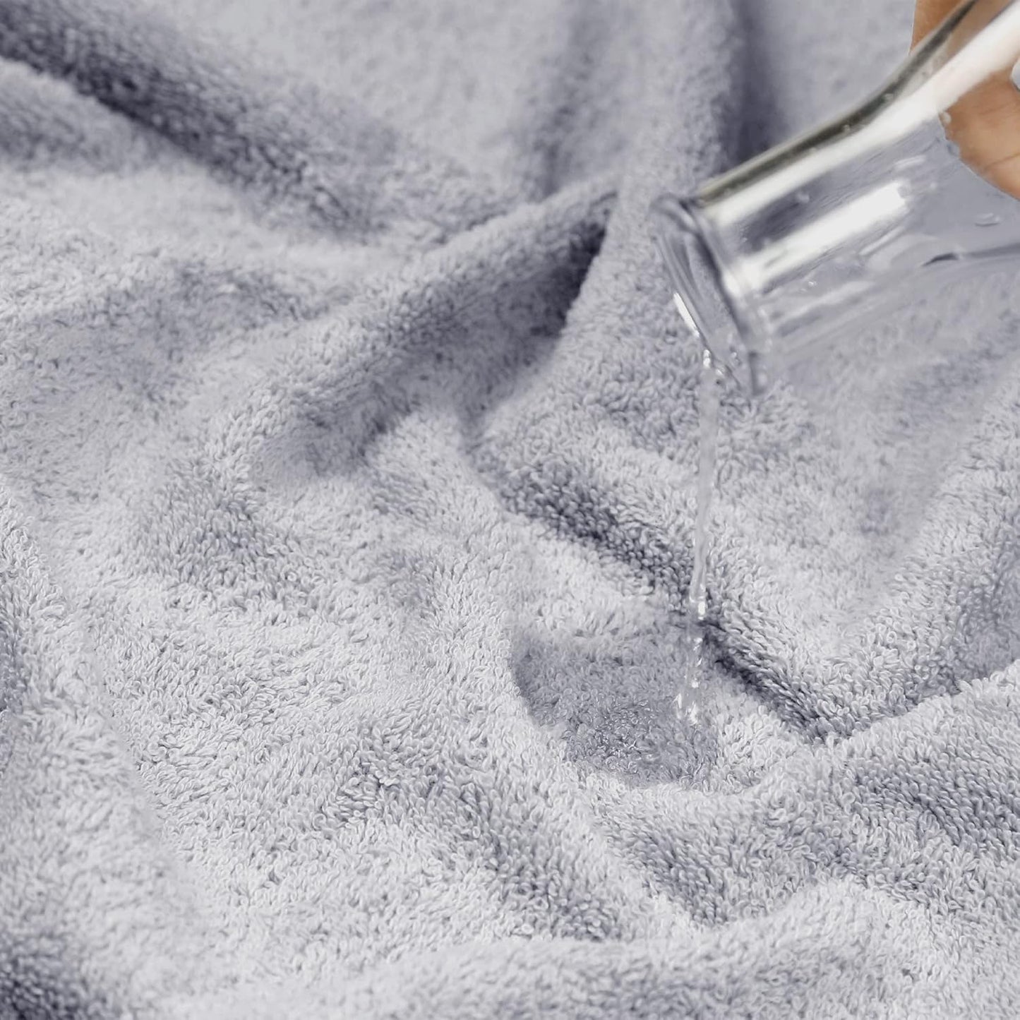 Dluxe Ave. TRIDENT Soft & Plush Luxury Towel Set 100% Cotton 2 Bath Towels 2 Hand Towels 2 Washcloths Highly Absorbent Towels for Bathroom 6 Pieces Silverish Grey Towel Sets