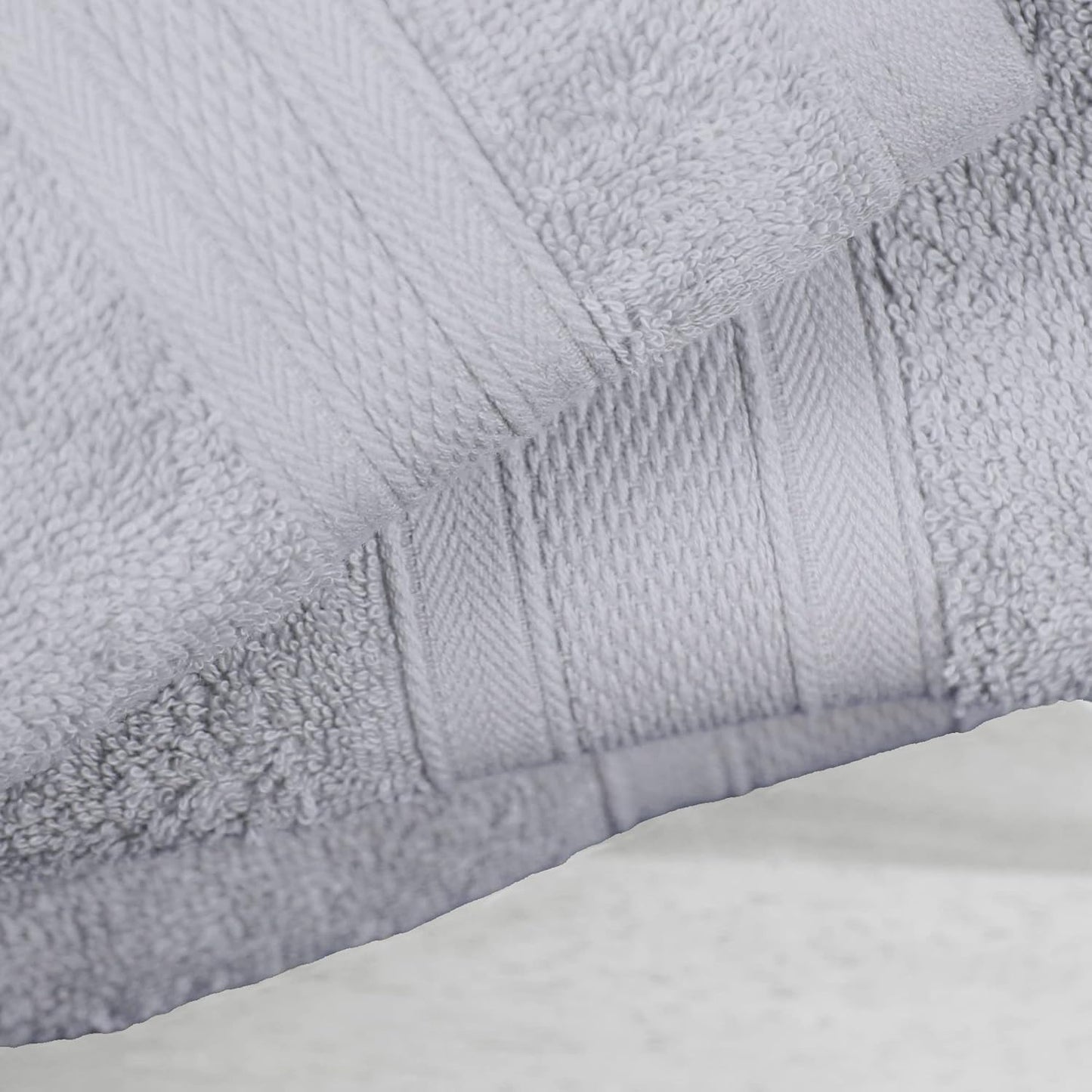 Dluxe Ave. TRIDENT Soft & Plush Luxury Towel Set 100% Cotton 2 Bath Towels 2 Hand Towels 2 Washcloths Highly Absorbent Towels for Bathroom 6 Pieces Silverish Grey Towel Sets
