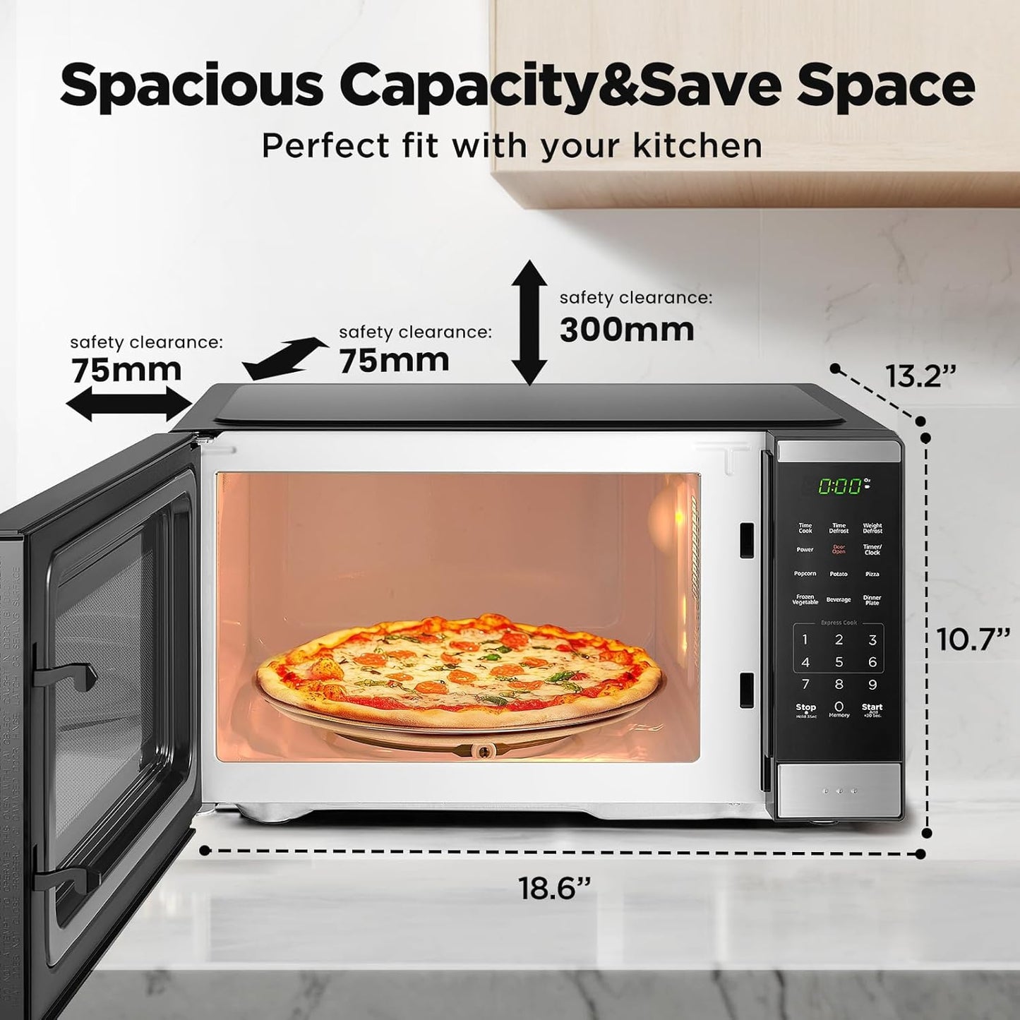 Dluxe Ave. Digital Microwave Oven 1000W 1.1cu.ft Black & Stainless Steel 1.1 Cu.ft