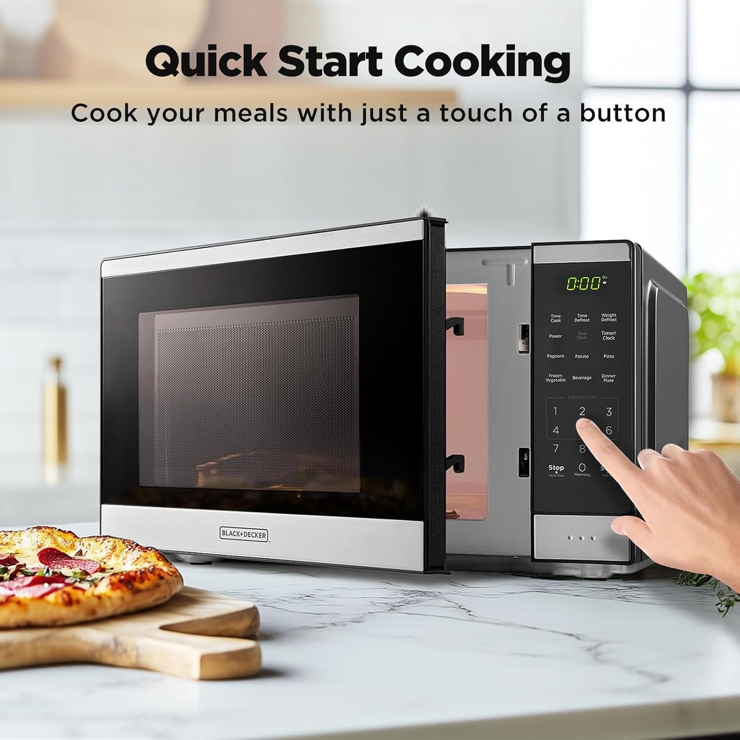Dluxe Ave. Digital Microwave Oven 1000W 1.1cu.ft Black & Stainless Steel 1.1 Cu.ft