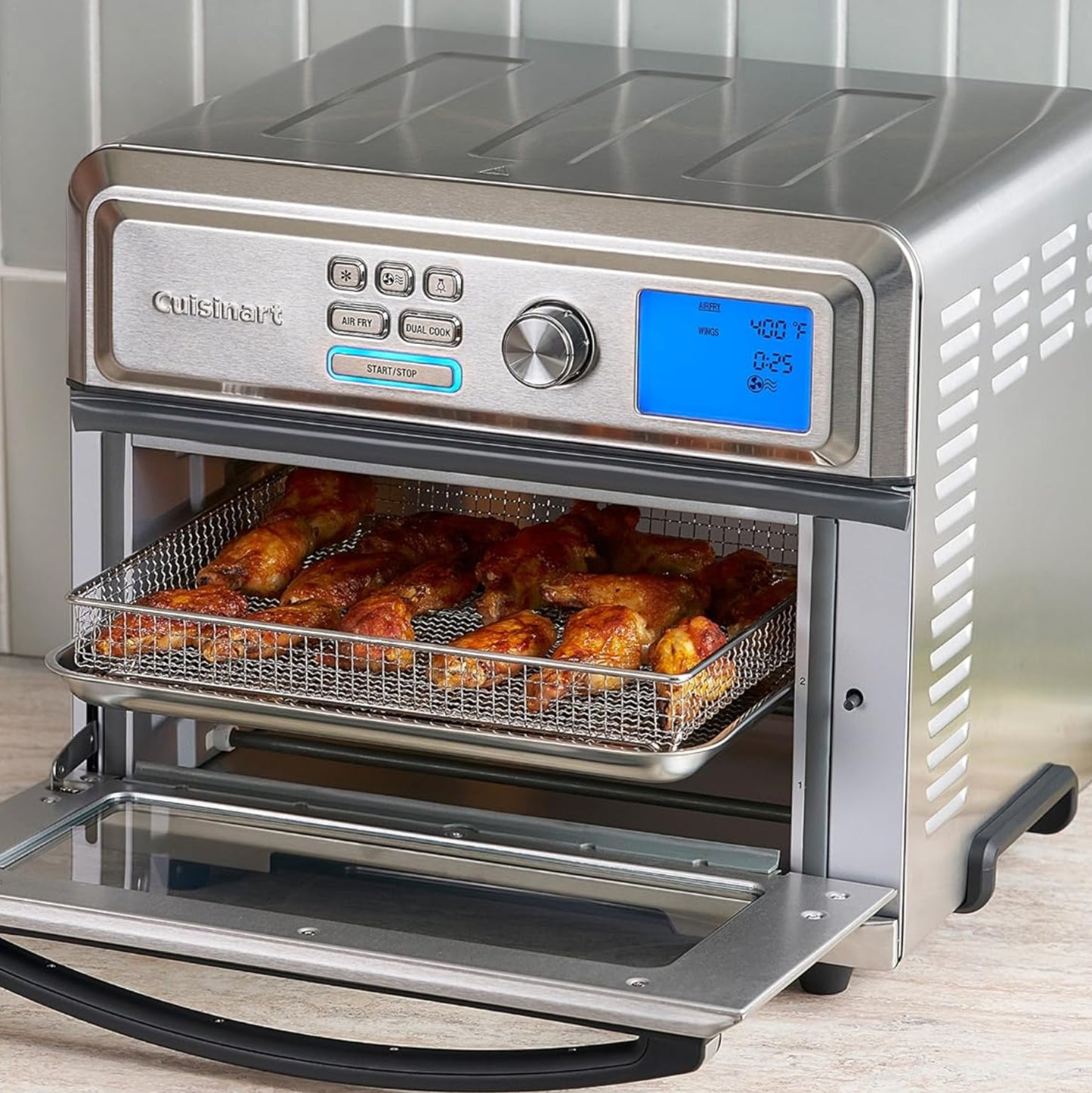 Dluxe Ave. Air Fryer Toaster Oven Digital Display /1800 Watt Adjustable Temperature and Controls (Stainless Steel)