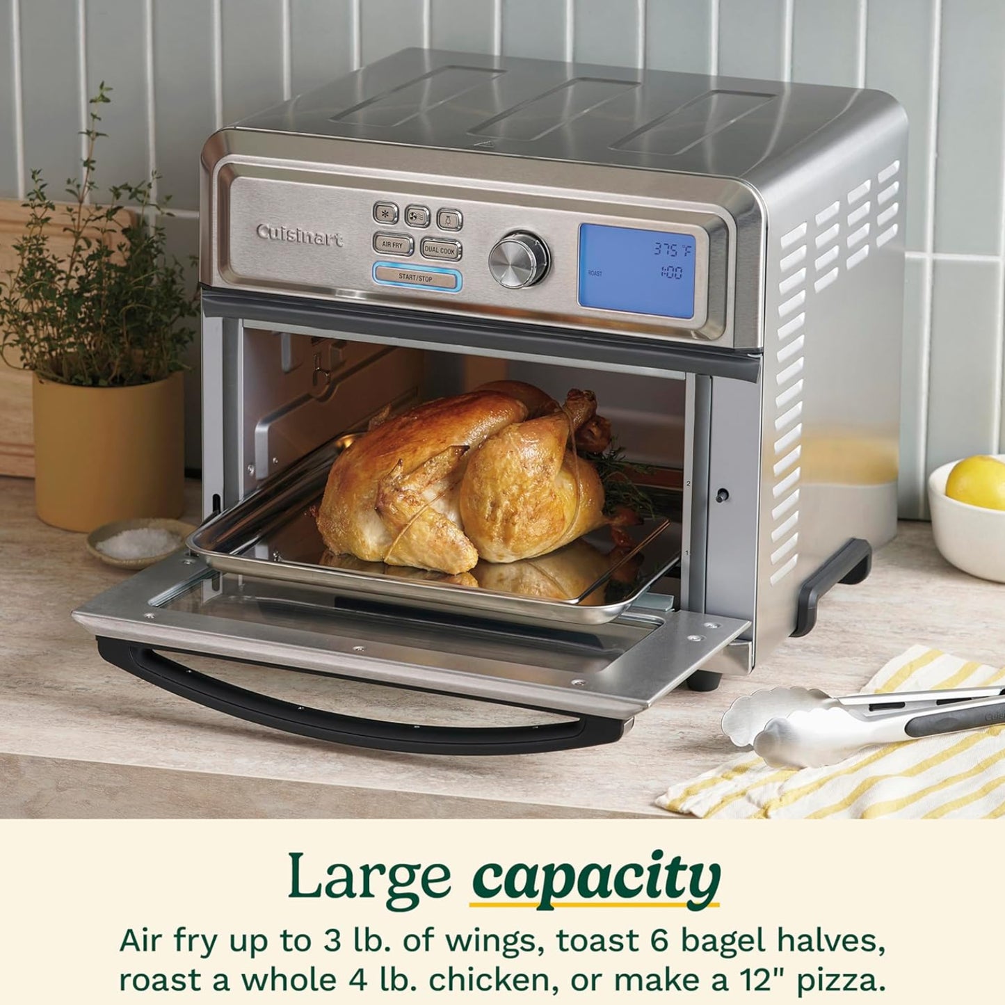 Dluxe Ave. Air Fryer Toaster Oven Digital Display /1800 Watt Adjustable Temperature and Controls (Stainless Steel)