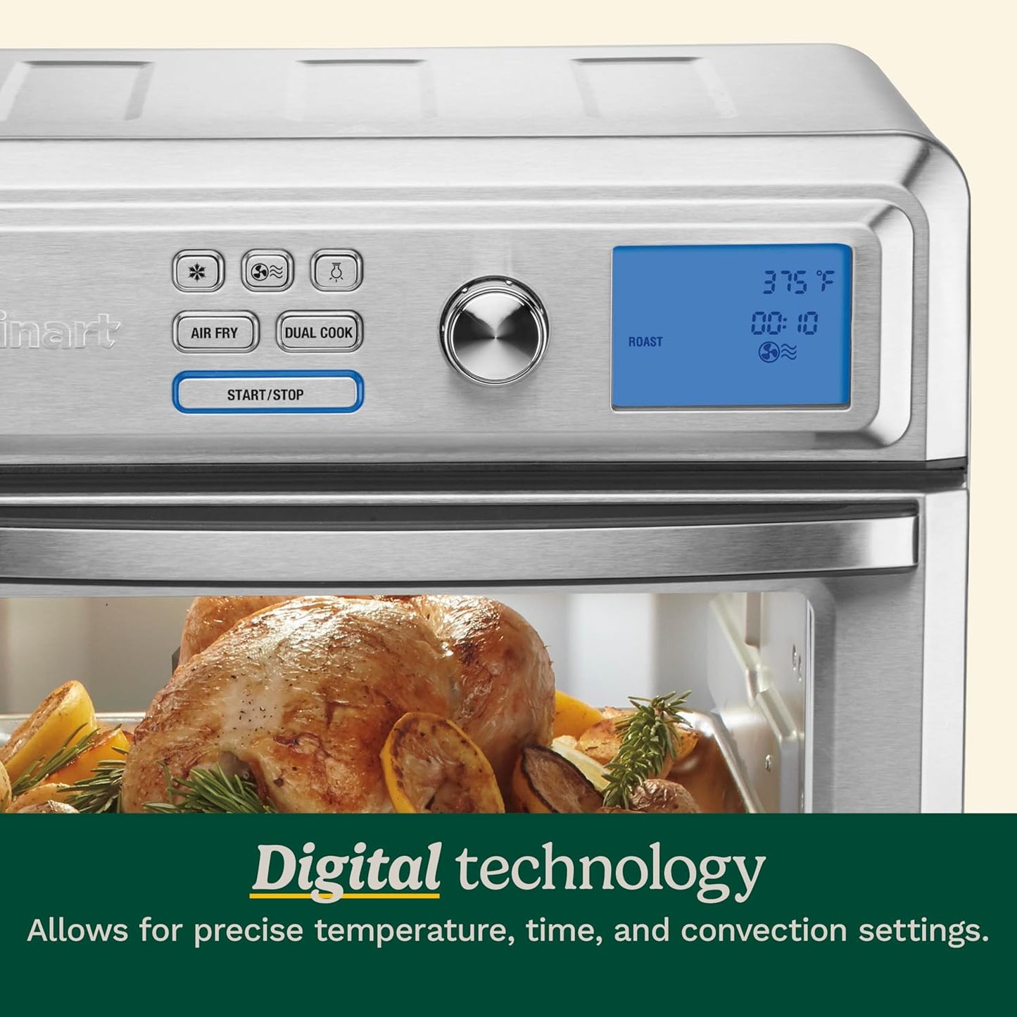 Dluxe Ave. Air Fryer Toaster Oven Digital Display /1800 Watt Adjustable Temperature and Controls (Stainless Steel)