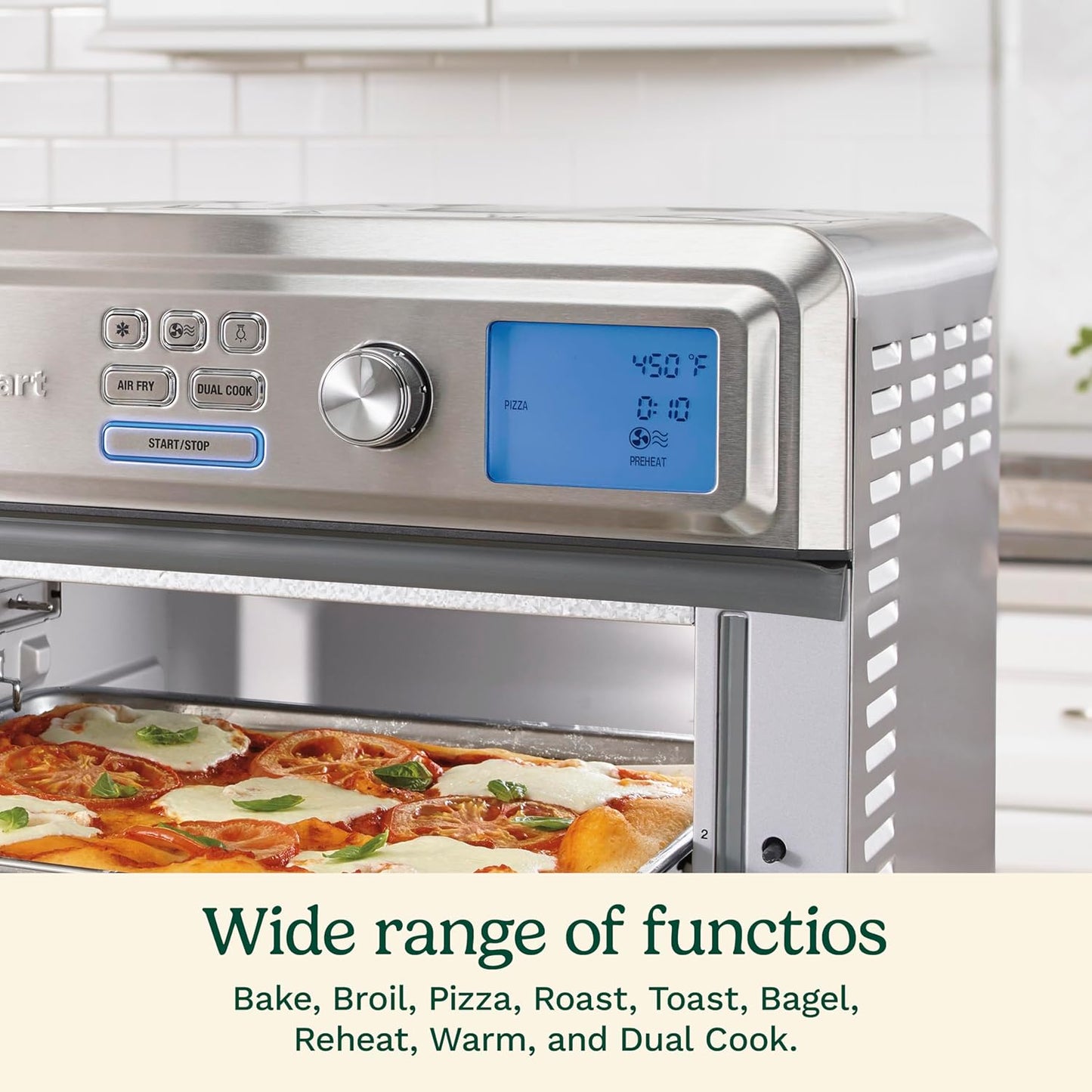 Dluxe Ave. Air Fryer Toaster Oven Digital Display /1800 Watt Adjustable Temperature and Controls (Stainless Steel)