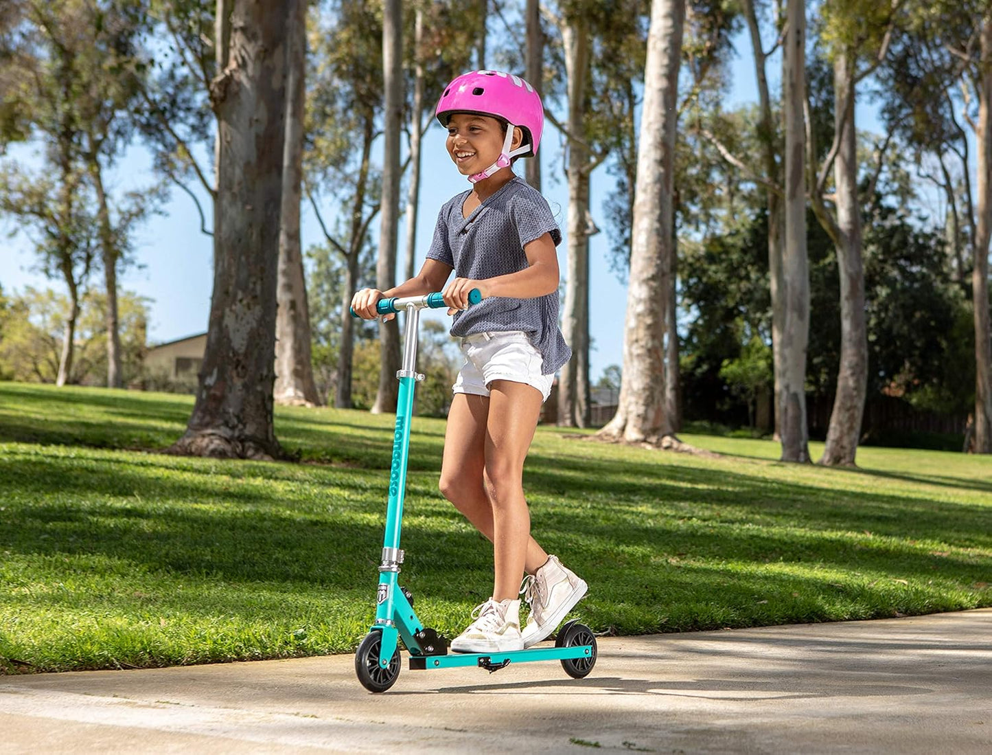 Dluxe Ave.Trace 120 Kick Scooter for Youth Adult Boys and Girls, Lightweight, Quick-Release & Easy Folding Scooter With 120mm Wheels Kickstand (Teal)