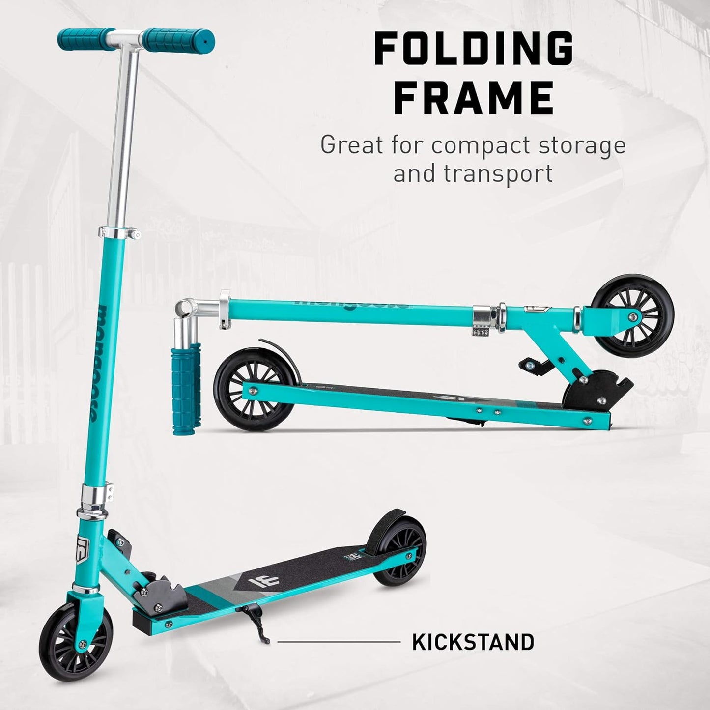 Dluxe Ave.Trace 120 Kick Scooter for Youth Adult Boys and Girls, Lightweight, Quick-Release & Easy Folding Scooter With 120mm Wheels Kickstand (Teal)