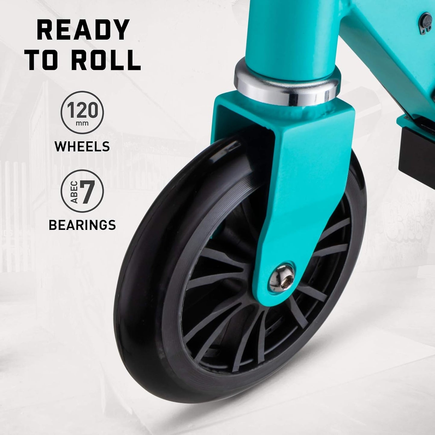 Dluxe Ave.Trace 120 Kick Scooter for Youth Adult Boys and Girls, Lightweight, Quick-Release & Easy Folding Scooter With 120mm Wheels Kickstand (Teal)