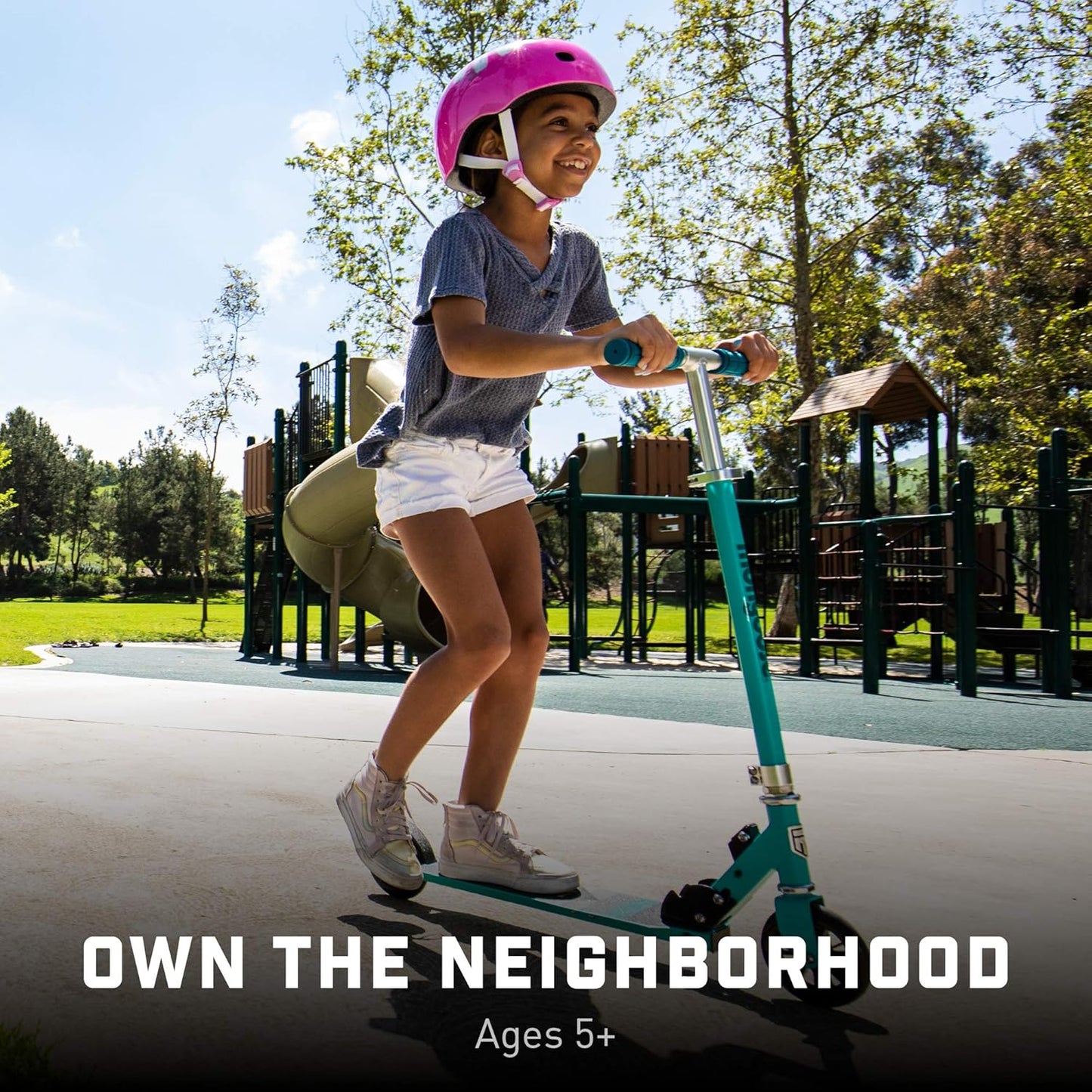 Dluxe Ave.Trace 120 Kick Scooter for Youth Adult Boys and Girls, Lightweight, Quick-Release & Easy Folding Scooter With 120mm Wheels Kickstand (Teal)