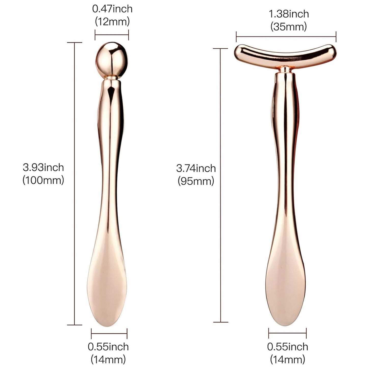 Dluxe Ave. Metal Eye Cream Applicator Wand Stick Massager Tool/ 2PCS / Rose Gold