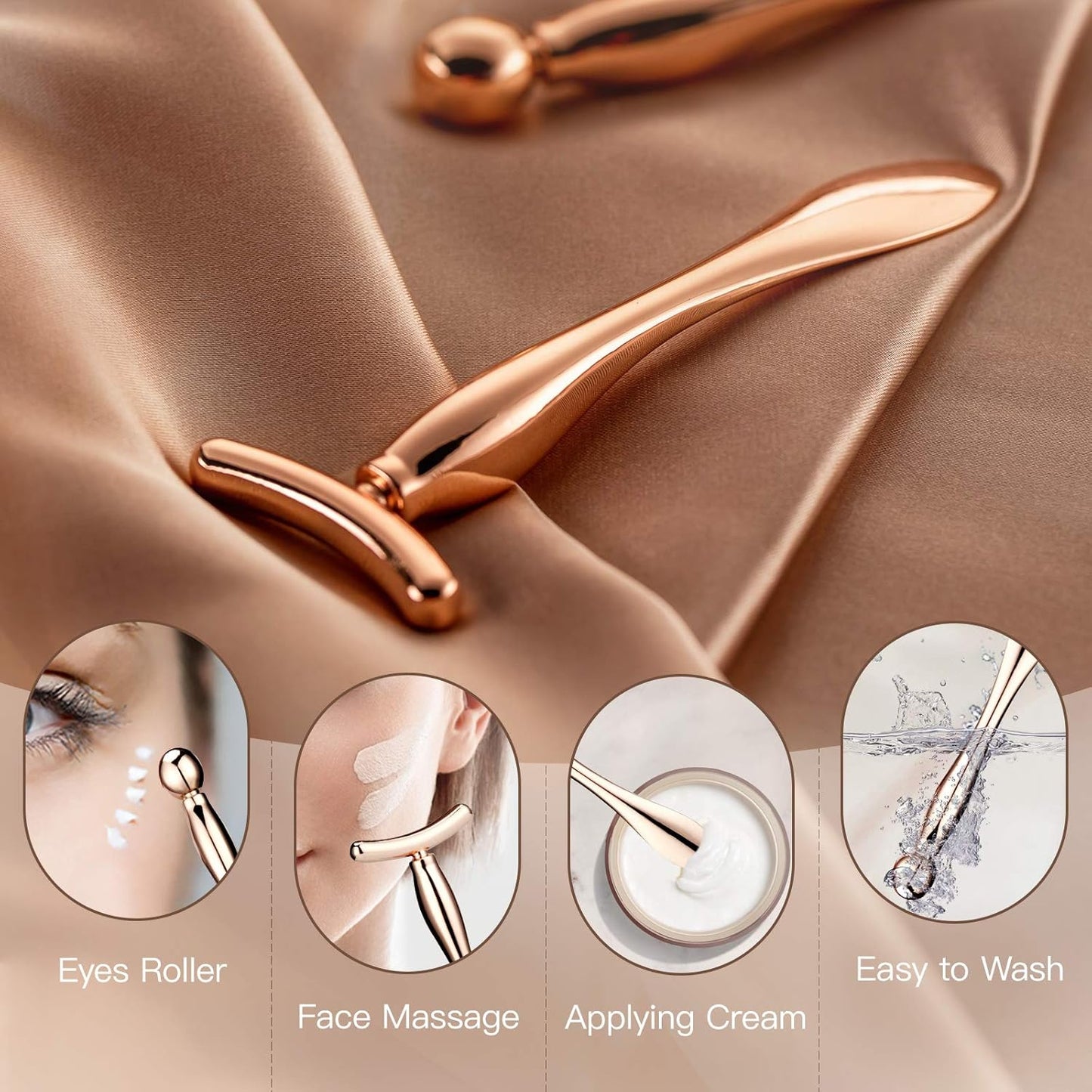 Dluxe Ave. Metal Eye Cream Applicator Wand Stick Massager Tool/ 2PCS / Rose Gold