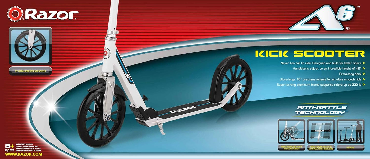 Dluxe Ave. A6 Kick Scooter for riders ages 8 and up/ weighing up to 220 pounds (100 kg)/ White