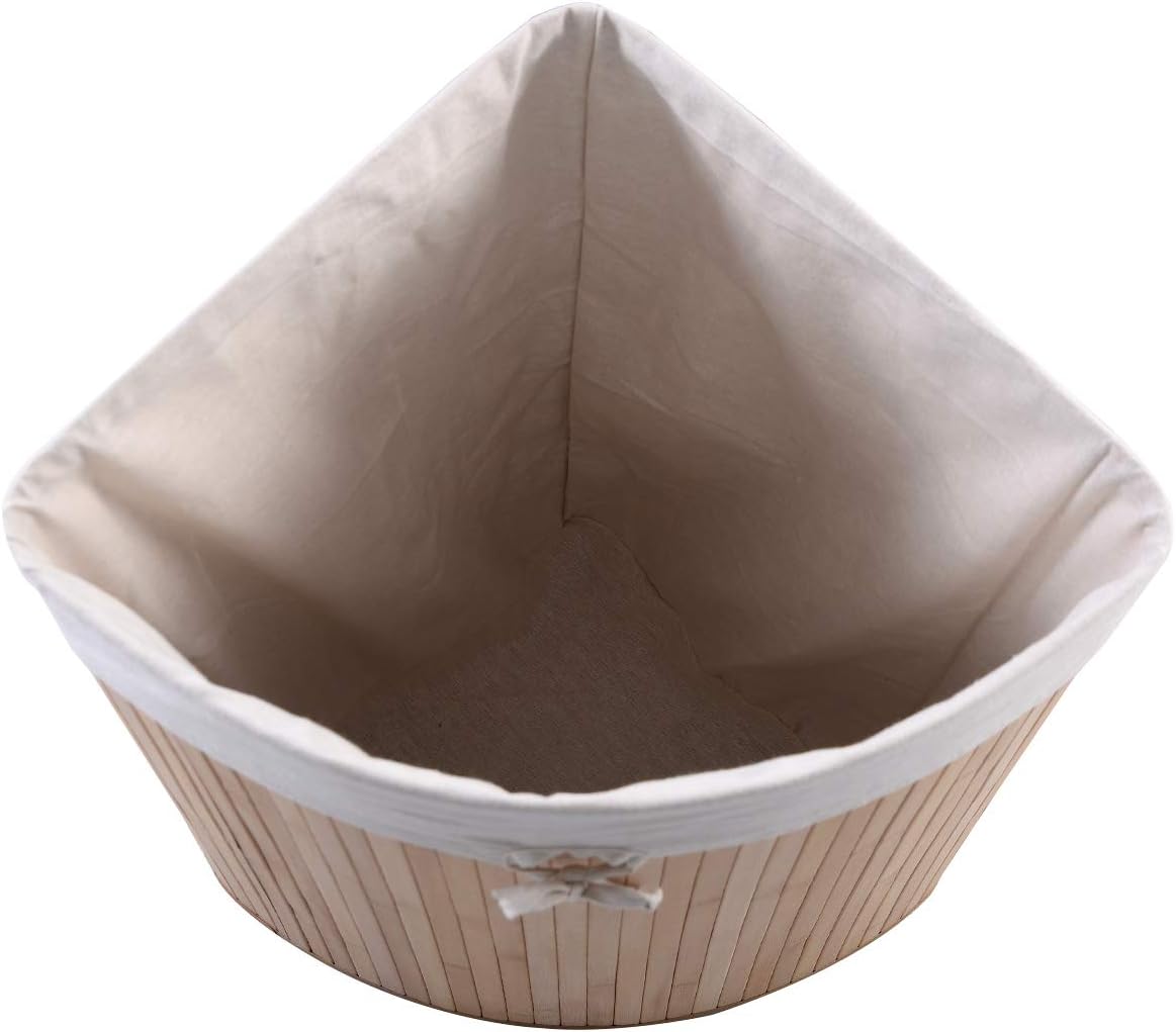 Dluxe Ave. GOFLAME Corner Bamboo Laundry Hamper with Lid and Removable Liner  (Natural)