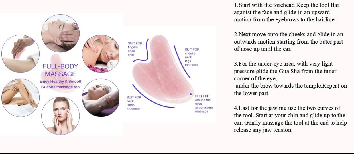Dluxe Ave. Face Roller Skin Care - Jade Roller Gua Sha Set Rose Quartz Face Roller | Ultimate Facial Skin Care Products & Beauty Products Tools | Jade Facial Roller for Face and Eye Massager