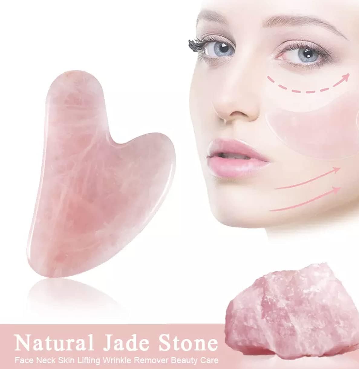 Dluxe Ave. Face Roller Skin Care - Jade Roller Gua Sha Set Rose Quartz Face Roller | Ultimate Facial Skin Care Products & Beauty Products Tools | Jade Facial Roller for Face and Eye Massager
