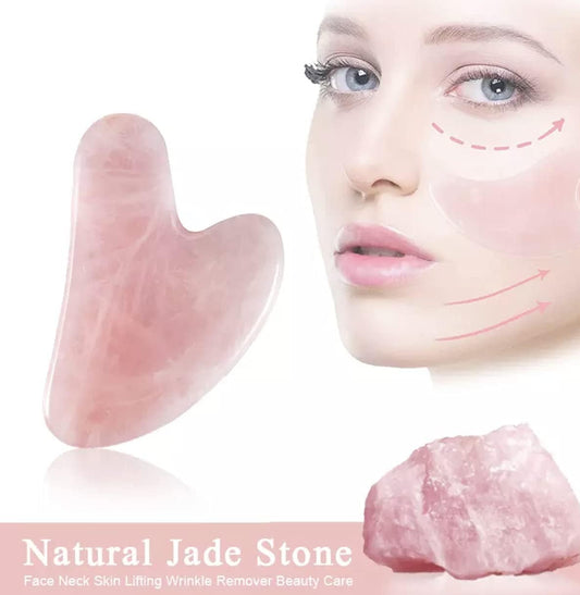Dluxe Ave. Face Roller Skin Care - Jade Roller Gua Sha Set Rose Quartz Face Roller | Ultimate Facial Skin Care Products & Beauty Products Tools | Jade Facial Roller for Face and Eye Massager