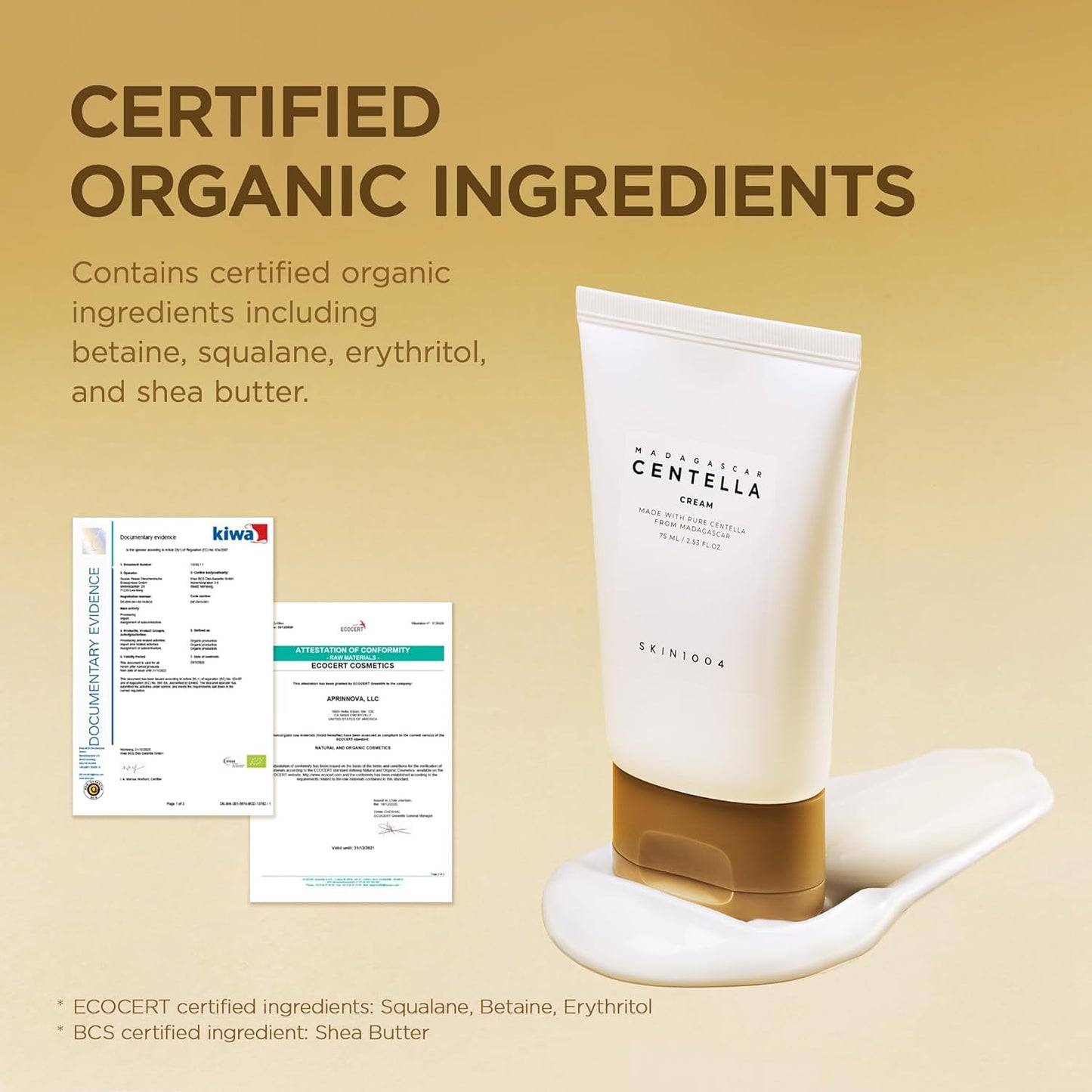 Dluxe Ave. SKIN1004 Madagascar Centella Cream 2.53 fl.oz Organic Ingredients Moisturizing Brightening Wrinkle Care