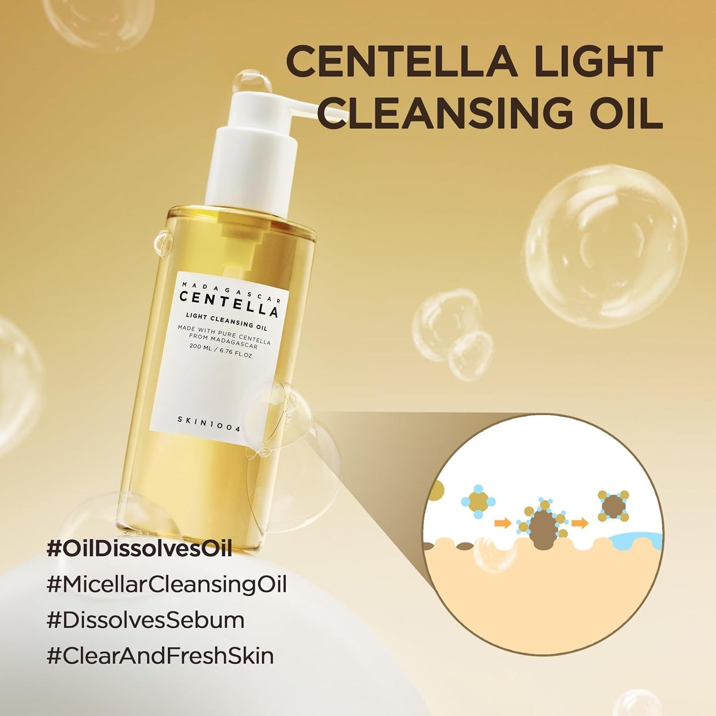 Dluxe Ave. SKIN1004 Madagascar Centella Light Cleansing Oil 6.76 fl.oz 200ml | Gentle Oil Cleanser for Face Korean Facial Cleanser Double Cleansing