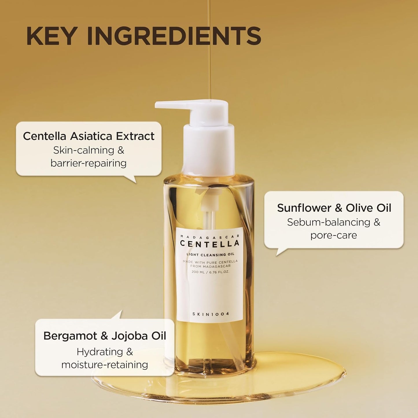 Dluxe Ave. SKIN1004 Madagascar Centella Light Cleansing Oil 6.76 fl.oz 200ml | Gentle Oil Cleanser for Face Korean Facial Cleanser Double Cleansing