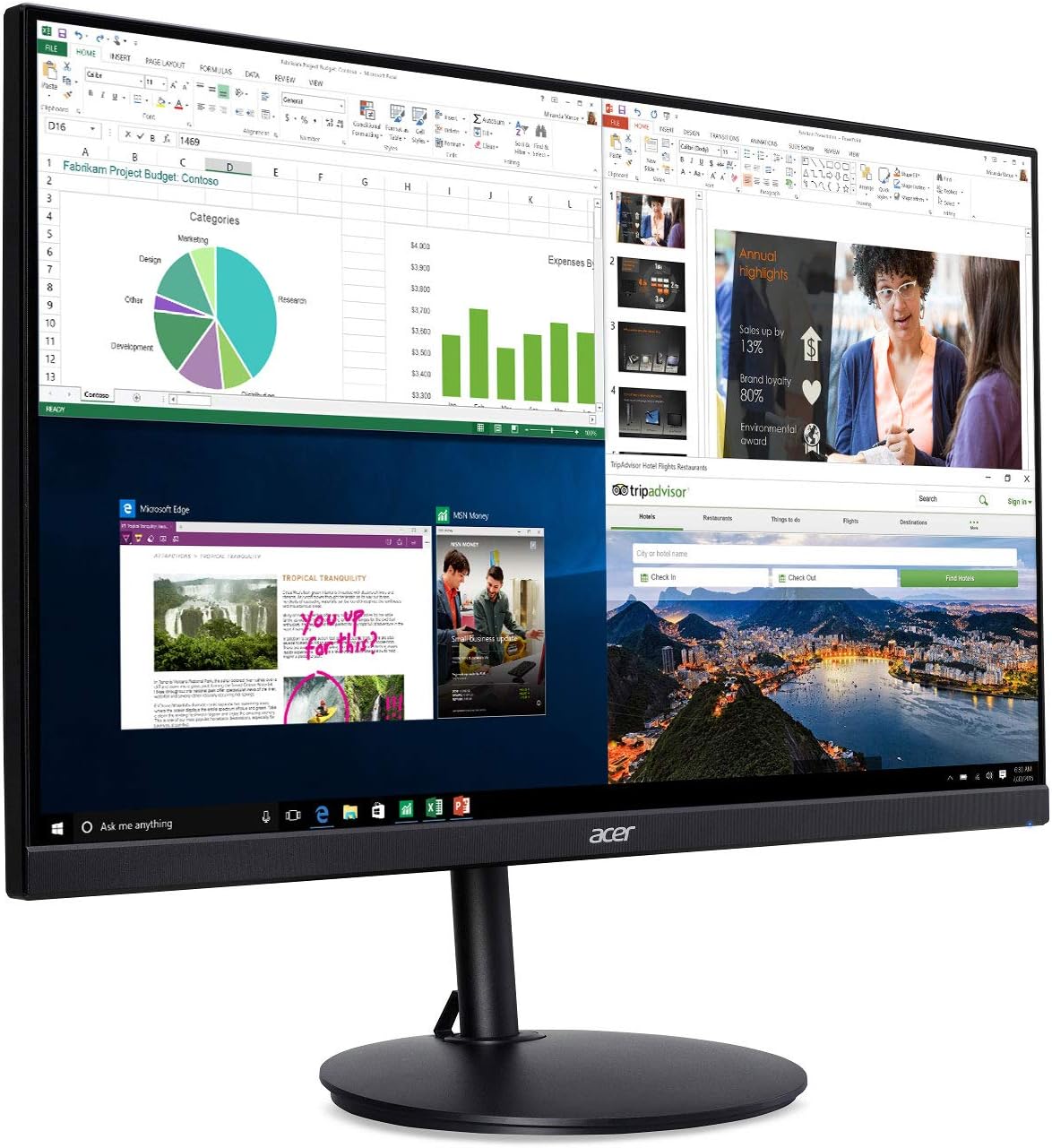 Dluxe Ave. Acer CB242Y bir 23.8" Full HD (1920 x 1080) IPS Zero Frame Home Office Monitor