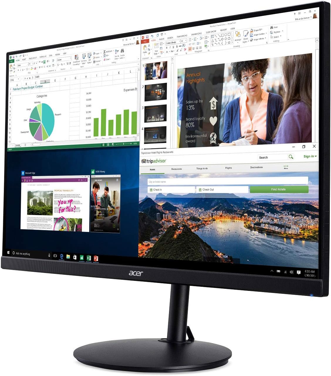 Dluxe Ave. Acer CB242Y bir 23.8" Full HD (1920 x 1080) IPS Zero Frame Home Office Monitor