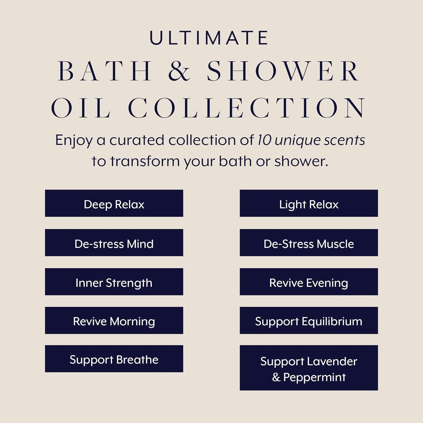 Dluxe Ave. Aromatherapy Associates Ultimate Wellbeing Bath and Shower Oils Premium Natural Body Oil Collection in a Decorative Gift Box 10 Hydrating Body Oils 0.3 Oz Each