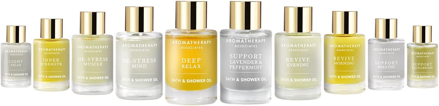 Dluxe Ave. Aromatherapy Associates Ultimate Wellbeing Bath and Shower Oils Premium Natural Body Oil Collection in a Decorative Gift Box 10 Hydrating Body Oils 0.3 Oz Each