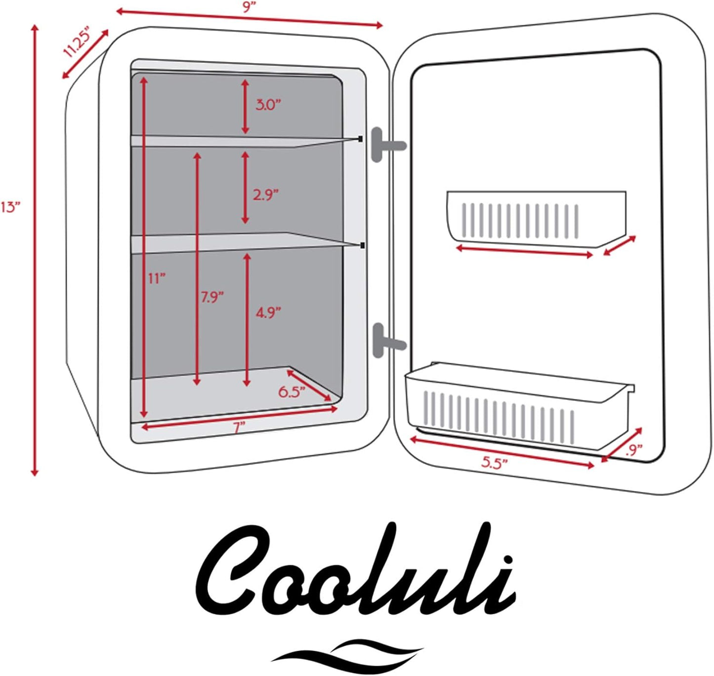 Dluxe Ave.  10L Mini Fridge for Bedroom /Turquoise
