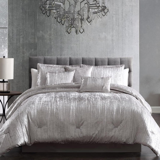 Dluxe Ave. ( KING ) 7 Pcs Comforter Set, Silver