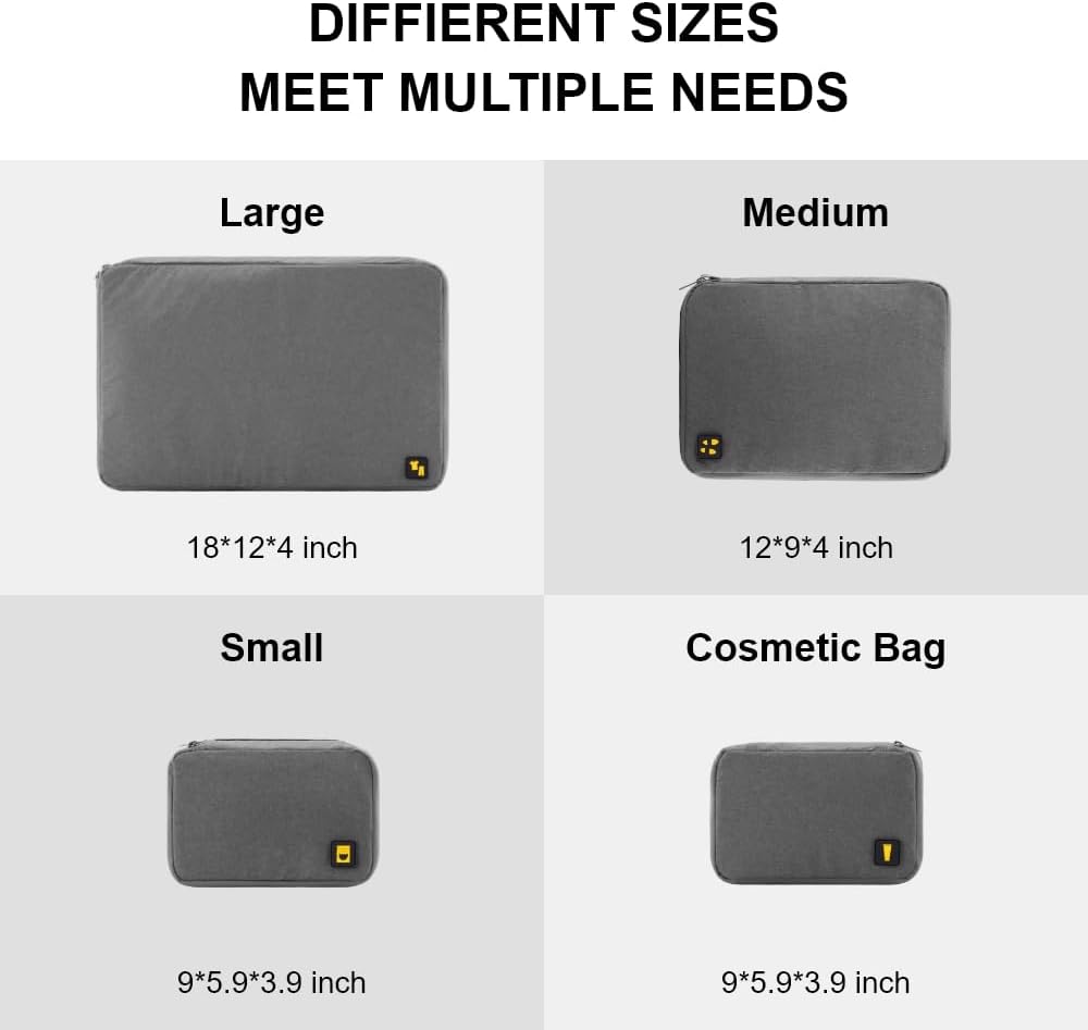Dluxe Ave. 4 Set Packing Carry On Packing Organizers bags / Grey