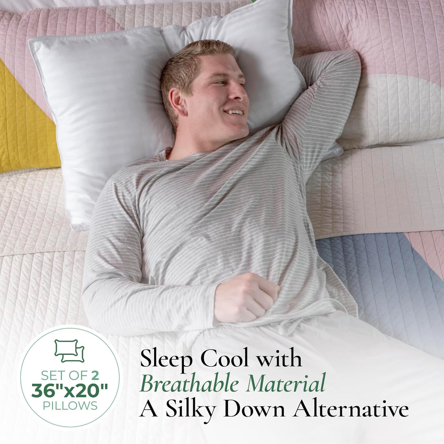 Dluxe Ave. ( KING )Premium Bed Pillows, Set of 2 20"x36", { MED./ FIRM }Luxury Hotel Quality Down