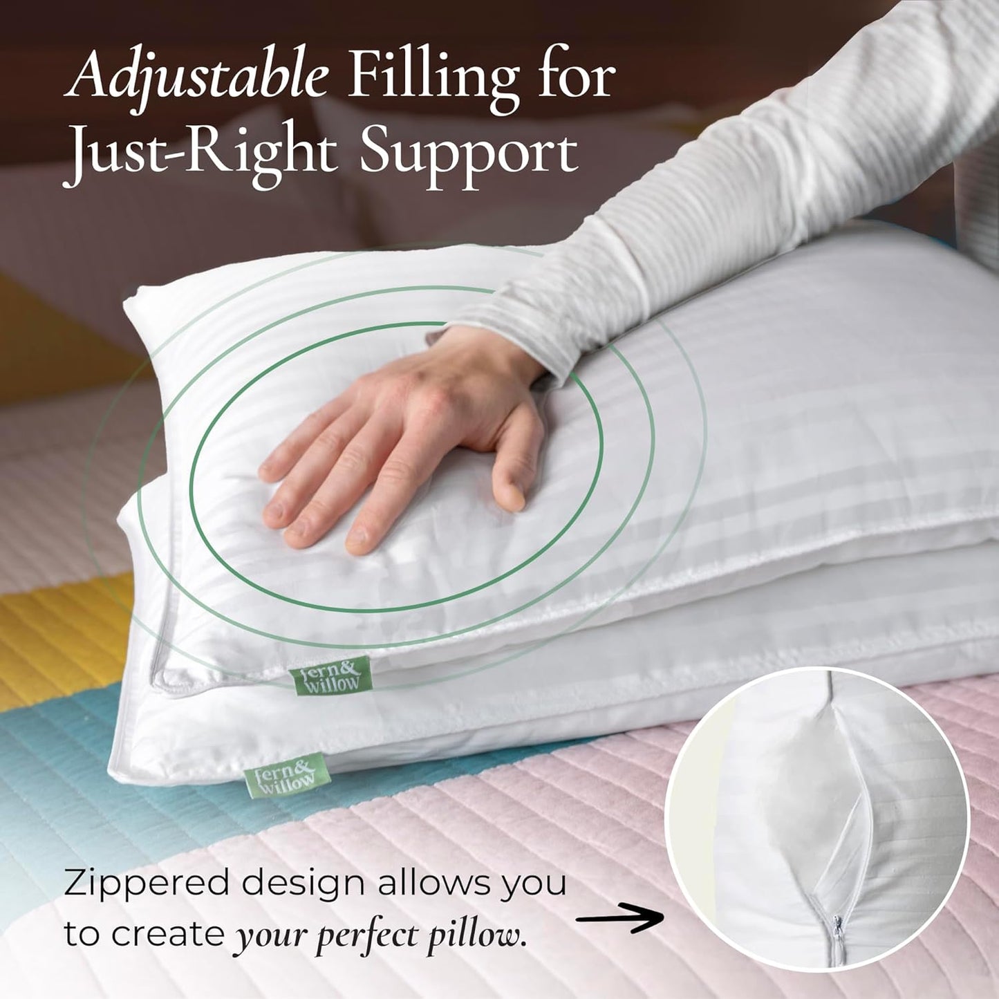 Dluxe Ave. ( KING )Premium Bed Pillows, Set of 2 20"x36", { MED./ FIRM }Luxury Hotel Quality Down