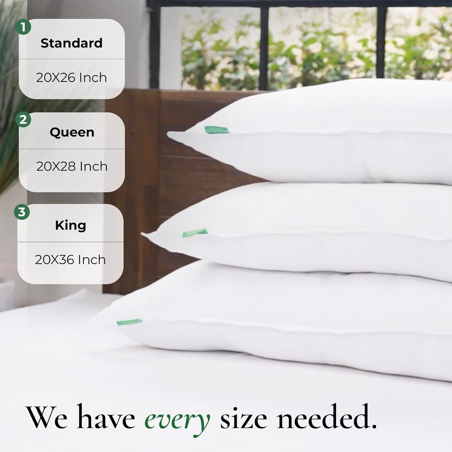 Dluxe Ave. ( KING )Premium Bed Pillows, Set of 2 20"x36", { MED./ FIRM }Luxury Hotel Quality Down
