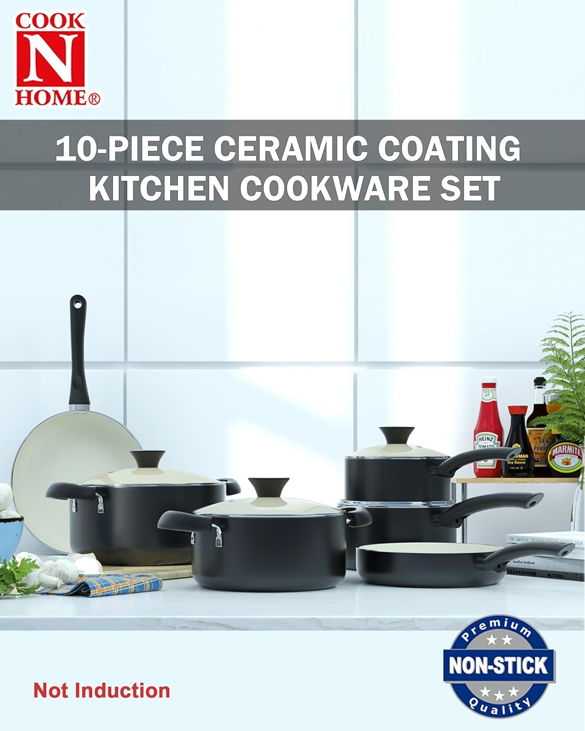Dluxe Ave. Pots And Pans Nonstick / 10 Piece Ceramic Cookware