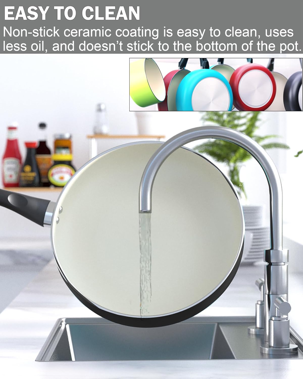 Dluxe Ave. Pots And Pans Nonstick / 10 Piece Ceramic Cookware