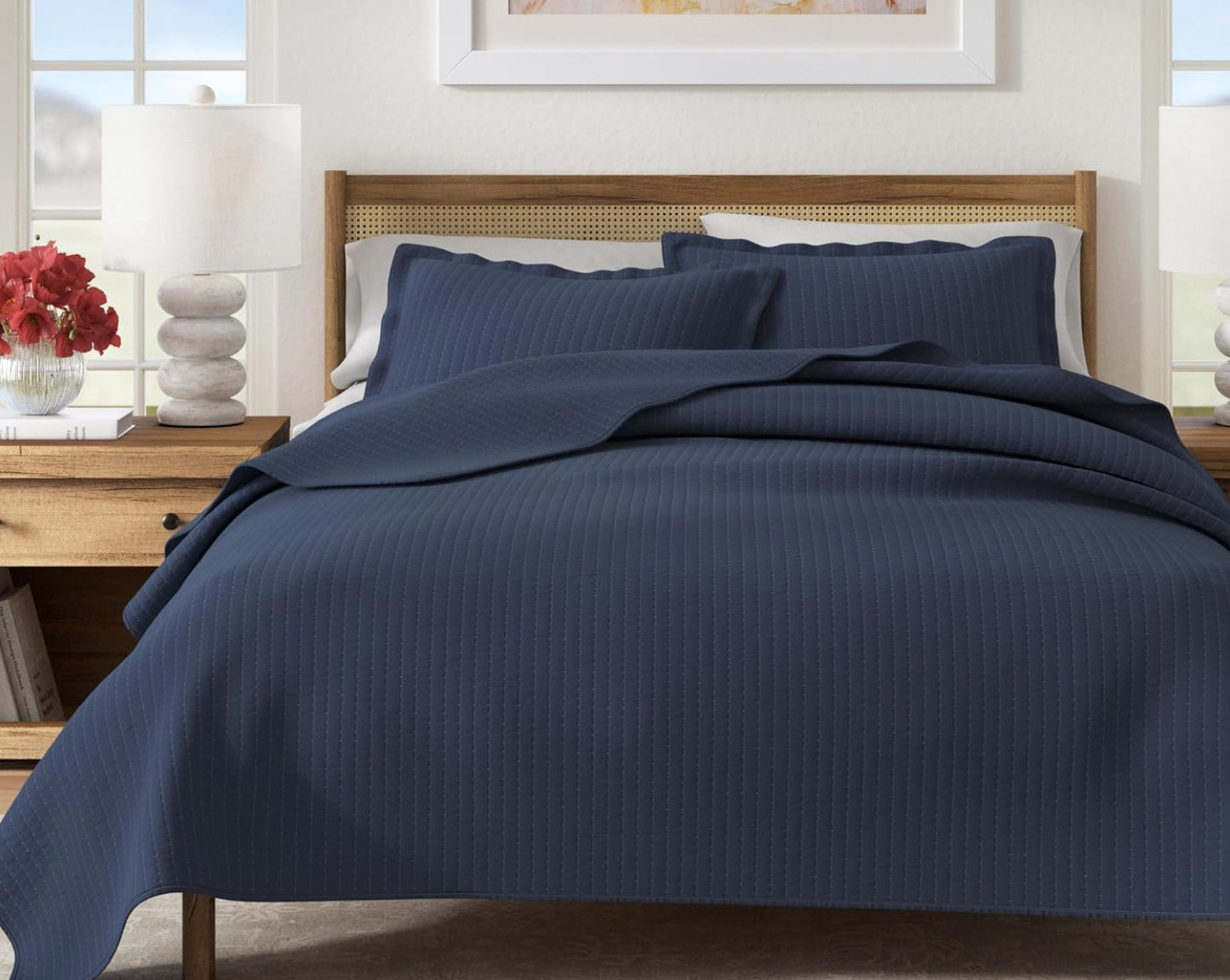 Dluxe Ave. (FULL/QUEEN )  3-PieceQuilt Bedding Set, for All Seasons, Navy