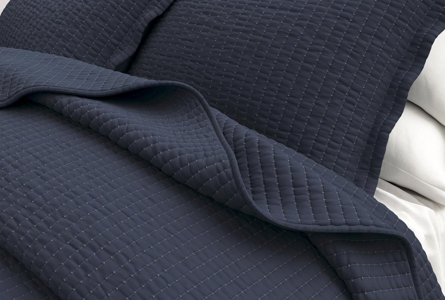 Dluxe Ave. (FULL/QUEEN )  3-PieceQuilt Bedding Set, for All Seasons, Navy