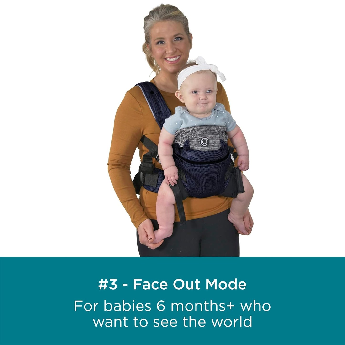 Dluxe Ave. Baby Carrier with Pockets/ Face in Face Out Front Back & Hip (8-45 lbs)/ Cosmos Navy