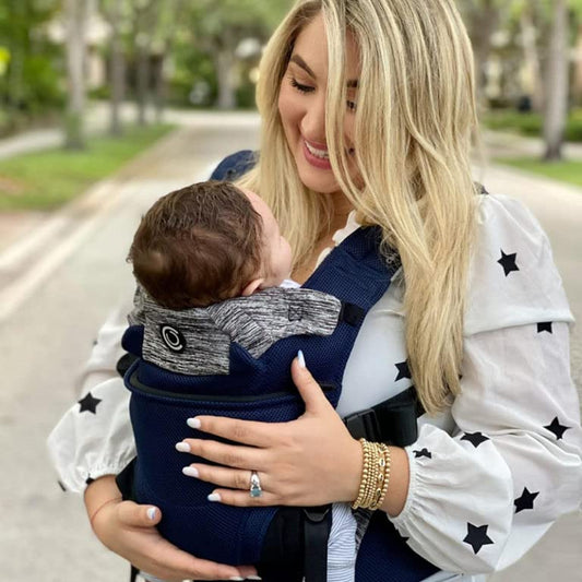 Dluxe Ave. Baby Carrier with Pockets/ Face in Face Out Front Back & Hip (8-45 lbs)/ Cosmos Navy