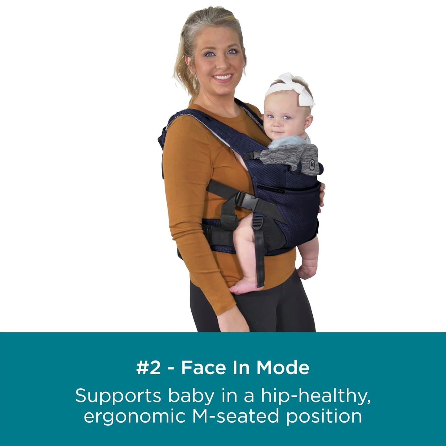 Dluxe Ave. Baby Carrier with Pockets/ Face in Face Out Front Back & Hip (8-45 lbs)/ Cosmos Navy